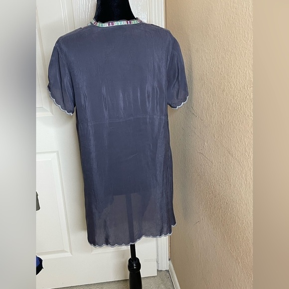 Johnny Was Livana Embroidered Floral Short Sleeve Tunic Gray Med - Picture 4 of 11